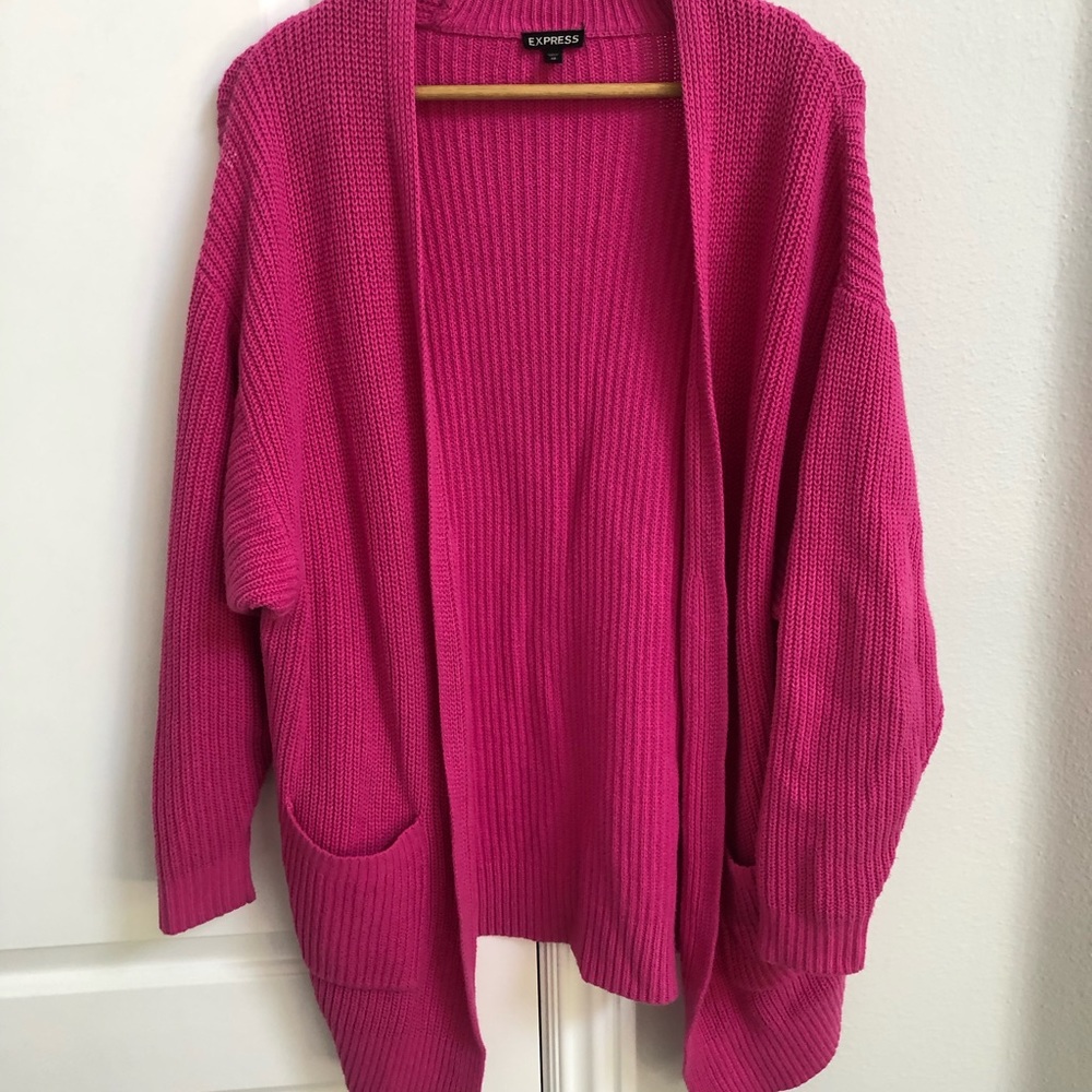 Express Knit oversized hot pink cardigan xs